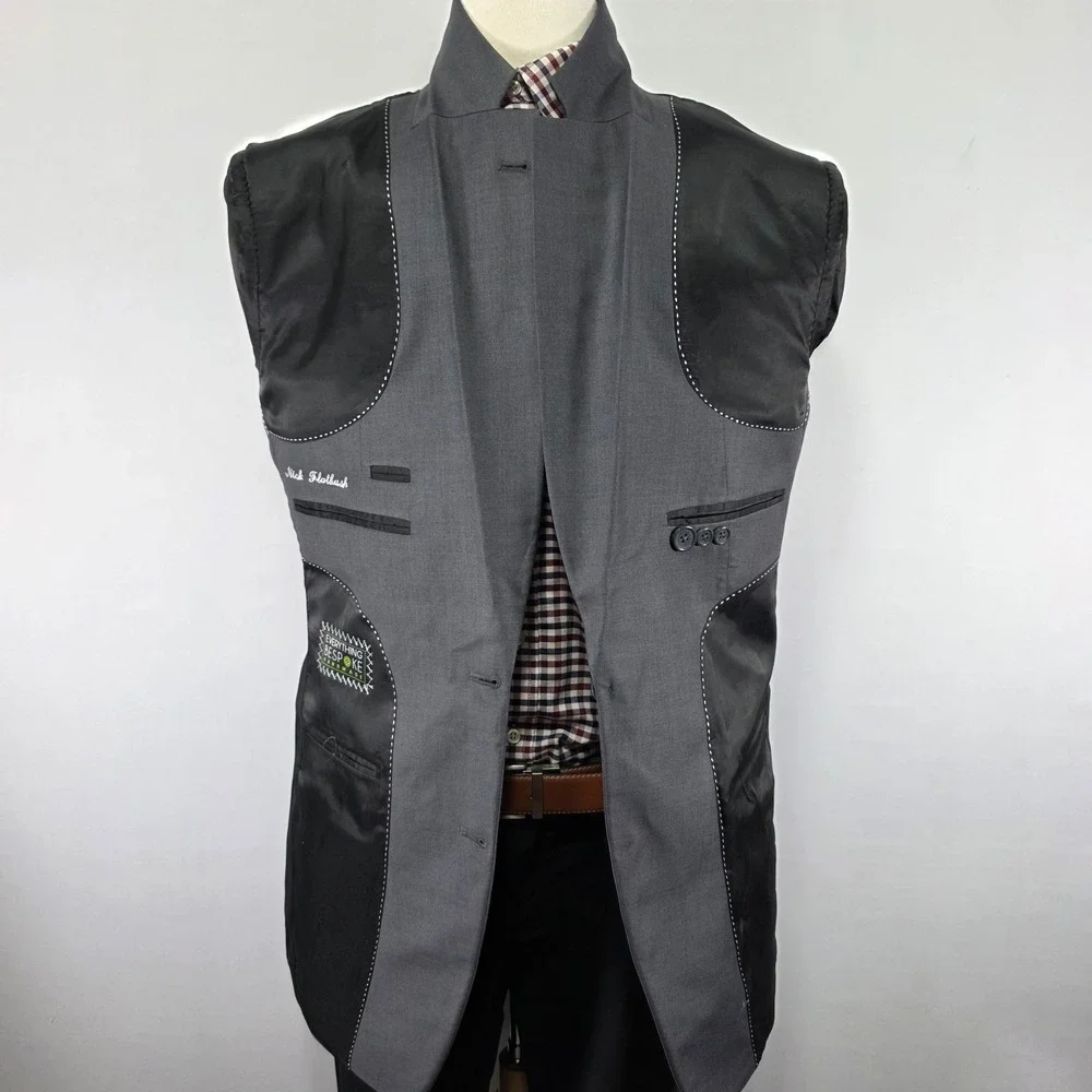 Bespoke Men's Sport Coat Blazer Two Button Gray Custom made size about 42L SLIM‎